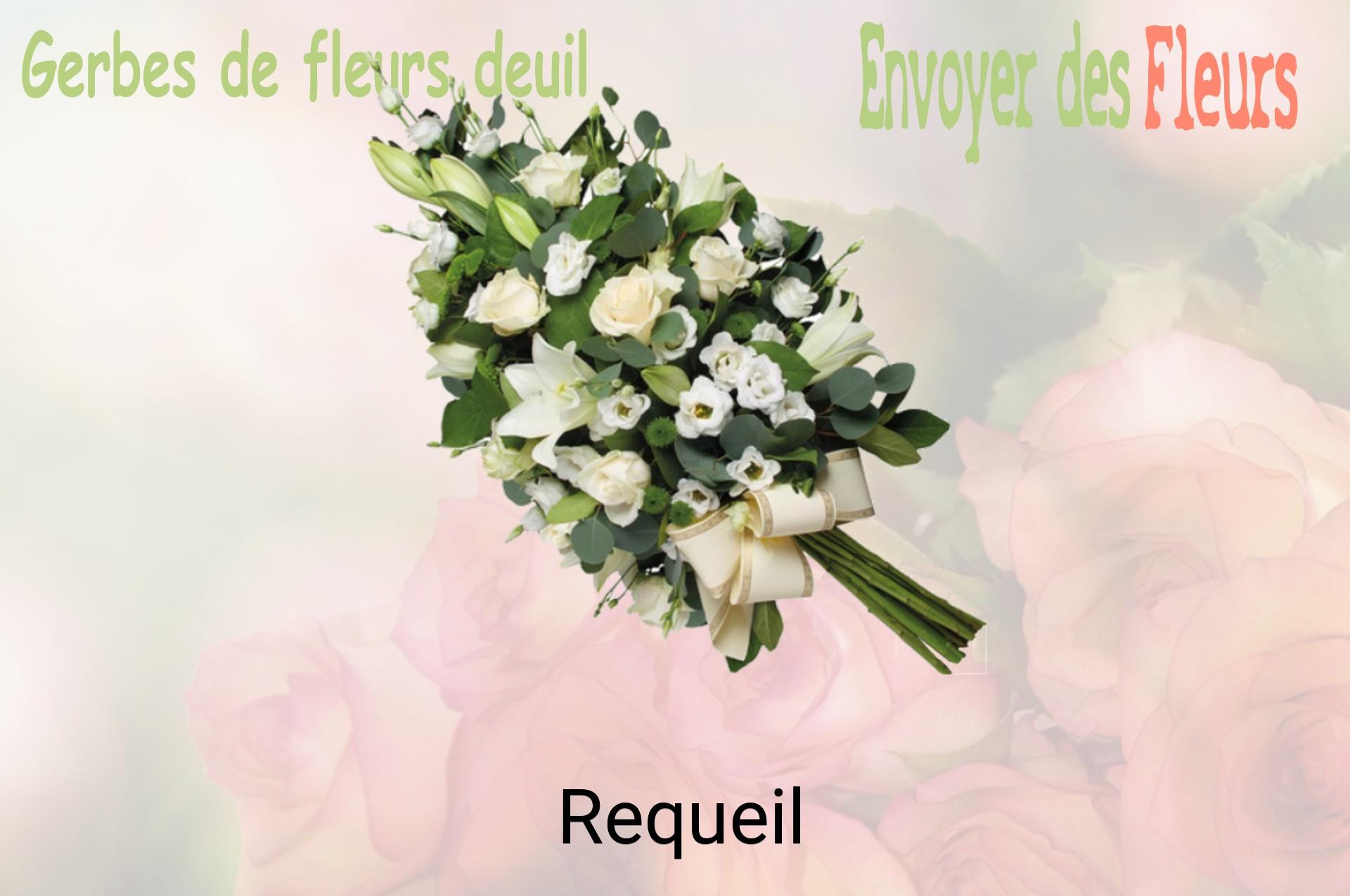 Gerbe de fleurs de deuil livrée à Requeil